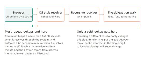 Where a browser DNS lookup stops